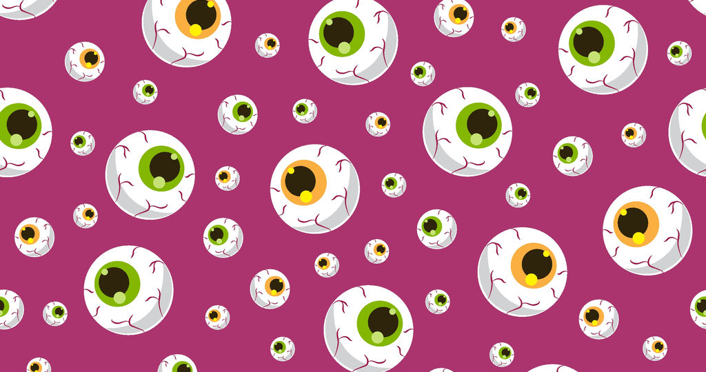 Halloween eyeball seamless pattern on black background. halloween pattern background. vector illustration