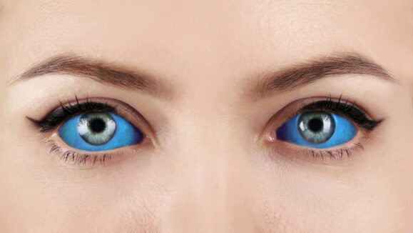 Young,Woman,With,Eyeball,Tattoo,,Closeup