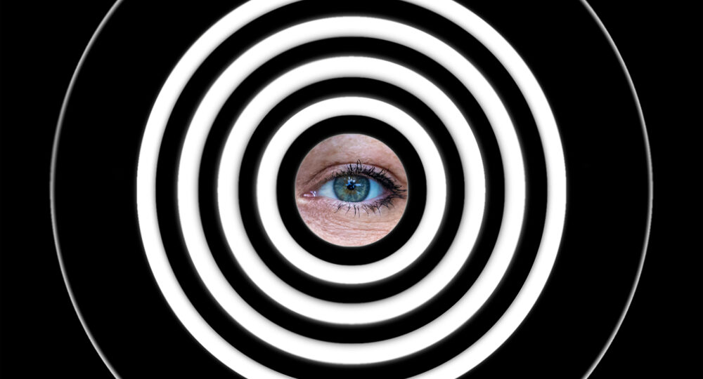 White,Circles,On,A,Black,Background.,In,The,Center,Is