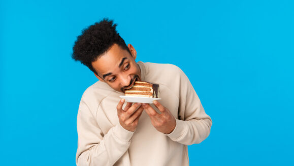 Guy,Stole,Piece,Cake,And,Eating,It,Fast.,Funny,And