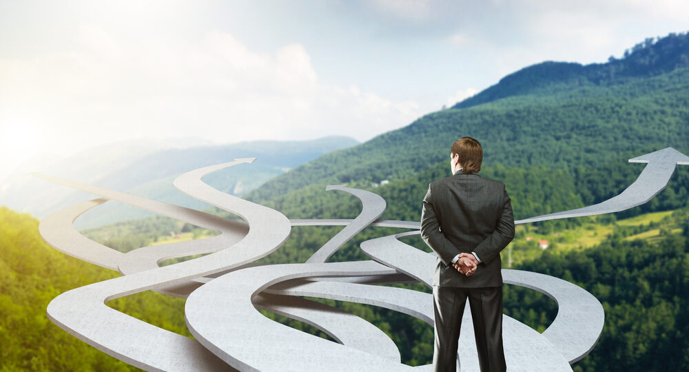 Businessman,Stands,Choosing,His,Way