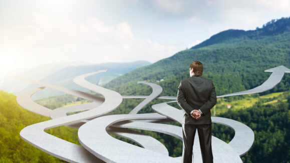 Businessman,Stands,Choosing,His,Way