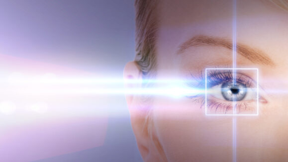 Health,,Vision,,Sight, ,Woman,Eye,With,Laser,Correction,Frame