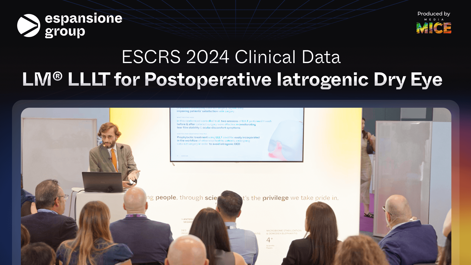 Espansione ESCRS Booth talk 2 Thumbnail Espansione’s LM LLLT for Postoperative Iatrogenic Dry Eye ESCRS 2024 Clinical Data (1) (1) (1)