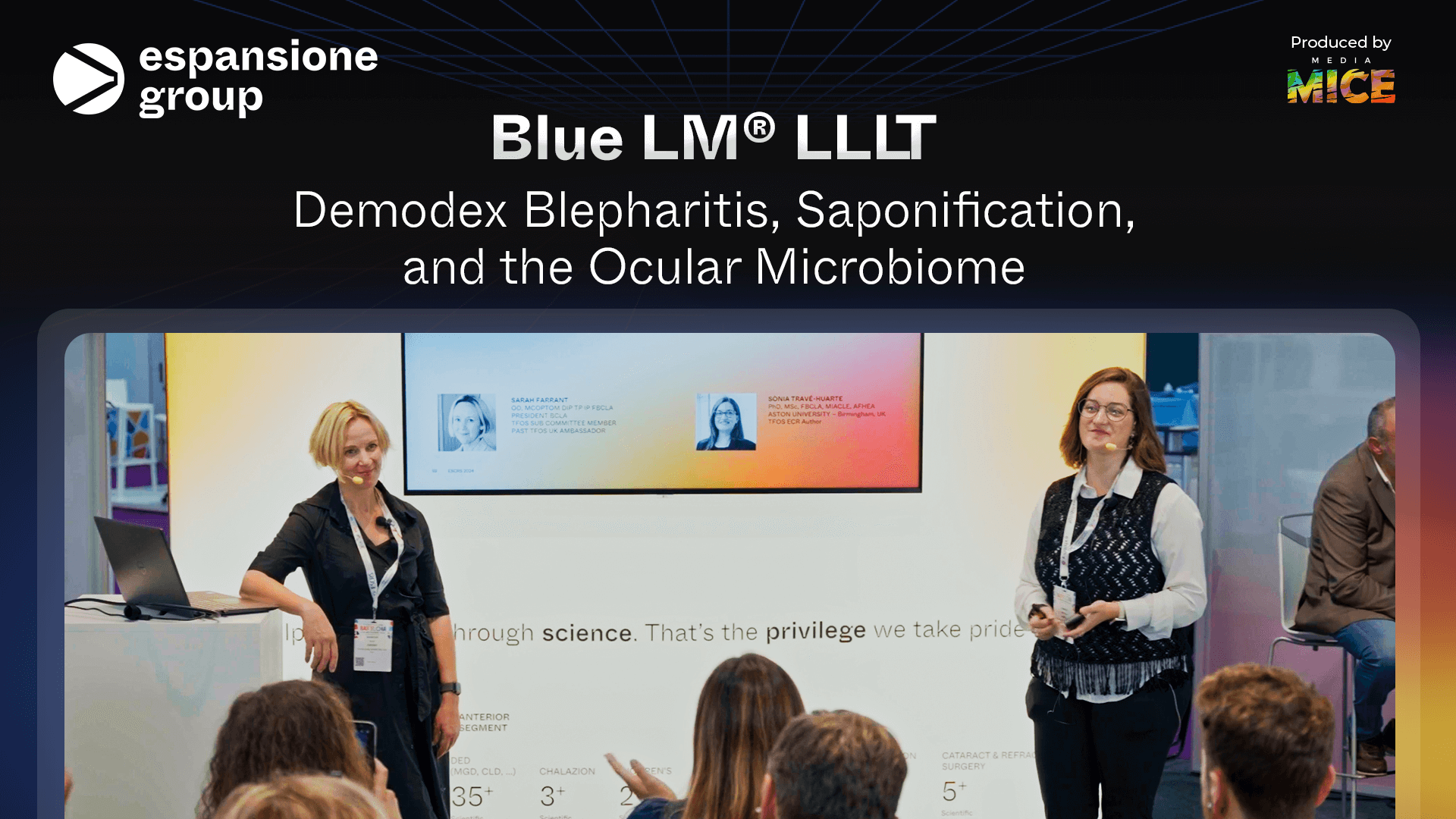 Espansione ESCRS Booth talk 3 Thumbnail Espansione’s Blue LM LLLT Demodex Blepharitis, Saponification, and the Ocular Microbiome (1)